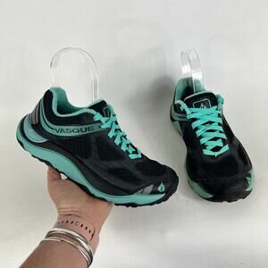 Vasque Trailbender Sneaker Women's 7 Black Green Lace-Up Trail Running Shoes